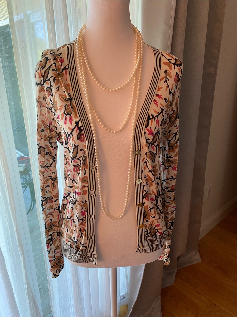 Tory Burch Floral Cropped Cardigan size S